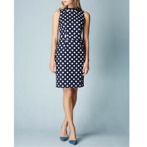 Boden ‘Martha’ Textured Polka Dot Print Sheath Dress in Navy Blue/White Size 10P